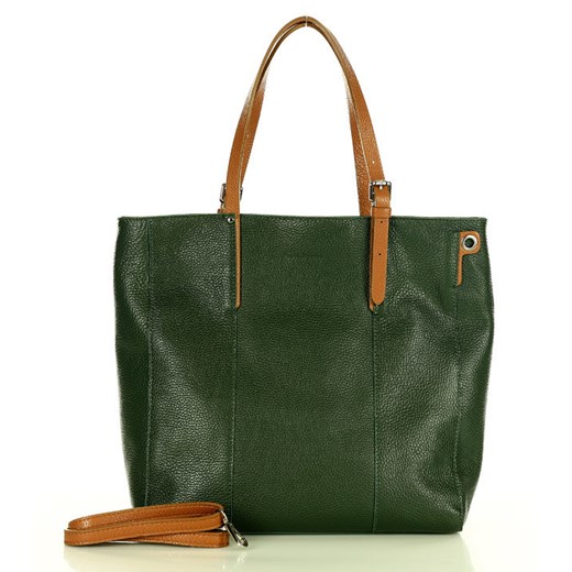 MARCO MAZZINI Elegancka torba skórzana sustainable leather bag ciemny zielony Mazzini uniwersalny wyprzedaż Verostilo