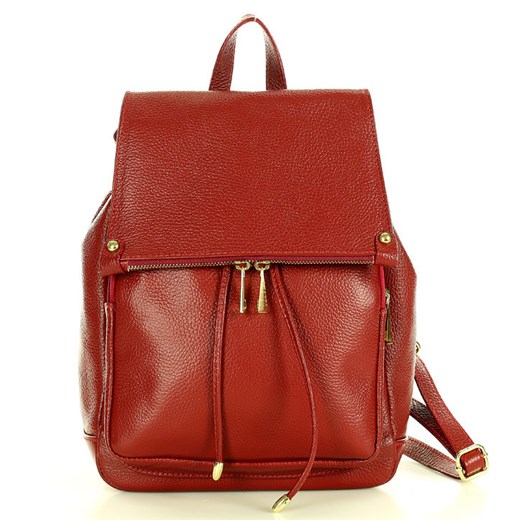 Praktyczny plecak z naturalnej skóry DALLAS ciemny czerwony Genuine Leather uniwersalny okazyjna cena Verostilo