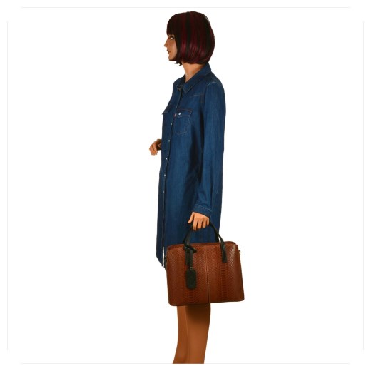 Borse in pelle torebka skórzana kuferek wzór wężowej skóry koniak Borse In Pelle uniwersalny okazja melon.pl