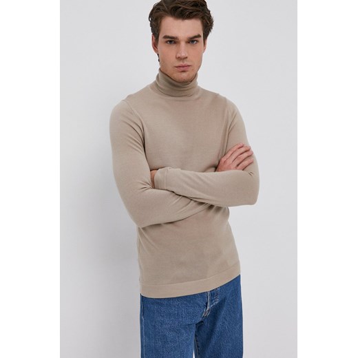 Drykorn Sweter wełniany męski kolor brązowy z golfem Drykorn XXL wyprzedaż ANSWEAR.com