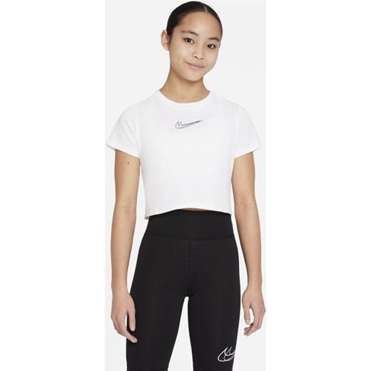 Krótki T-shirt do tańca dla dużych dzieci (dziewcząt) Nike Sportswear - Biel Nike M Nike poland