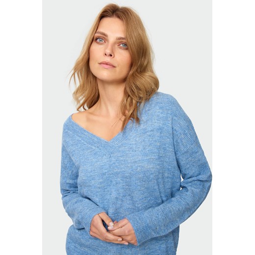 Sweter o luźnym kroju niebieski Greenpoint 42 okazyjna cena Happy Face