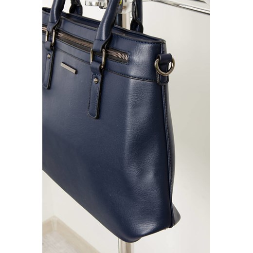 GRANATOWA TOREBKA Z IMITACJI SKÓRY TYPU SHOPPER Olika uniwersalny olika.com.pl
