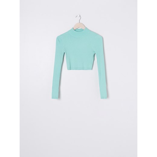 Sinsay - Sweter crop ze stójką - Zielony Sinsay XL Sinsay