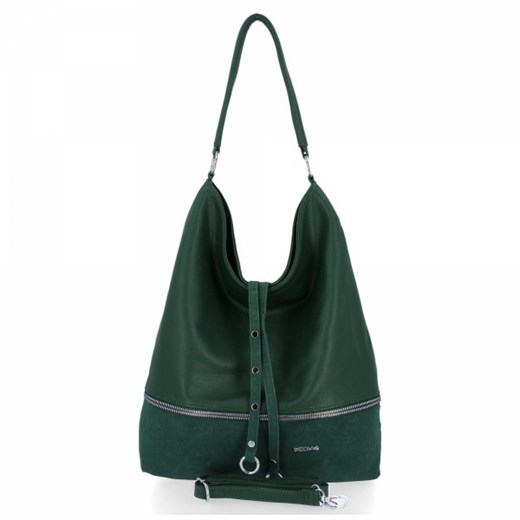 Zielona shopper bag Bee Bag z breloczkiem matowa mieszcząca a4 na wakacje ze skóry ekologicznej 