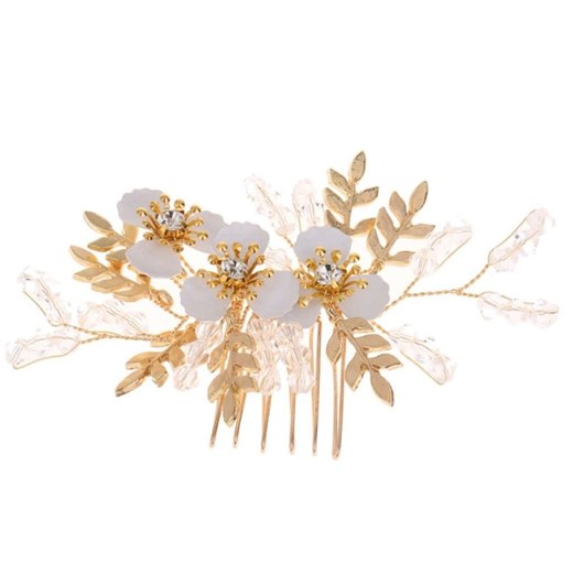Ozdobny GRZEBYK ŚLUBNY z kryształkami White flower Jewelry & Watches okazyjna cena Edibazzar