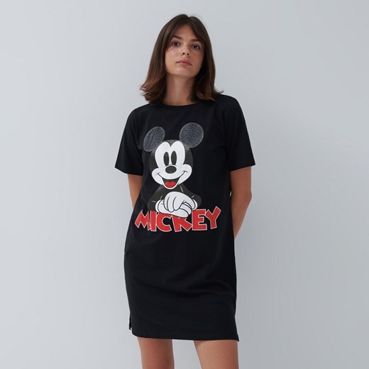 T-shirtowa sukienka Mickey Mouse - Czarny House S wyprzedaż House