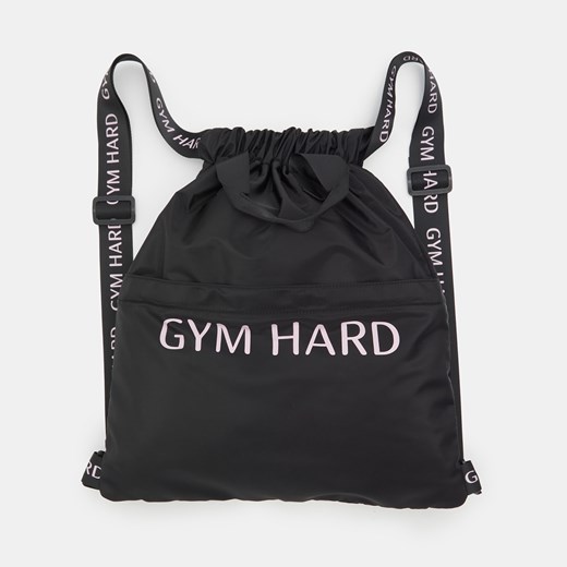 Sinsay - Plecak worek Gym Hard - Czarny Sinsay Jeden rozmiar promocja Sinsay