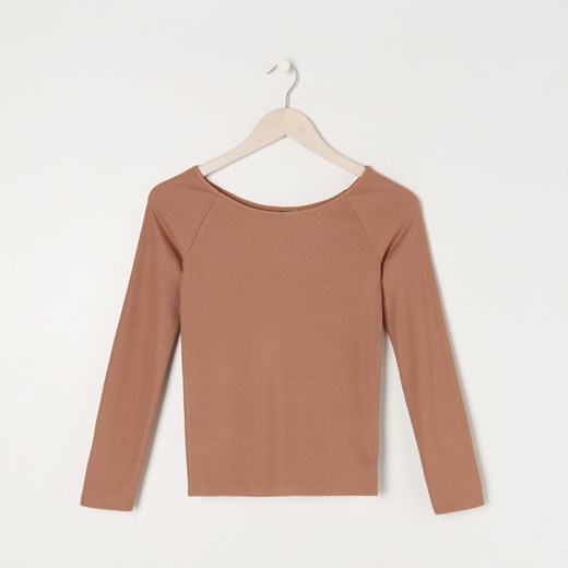 Sinsay - Bluzka basic - Brązowy Sinsay XXS promocyjna cena Sinsay
