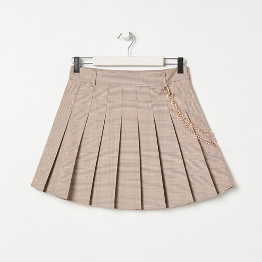 Sinsay - Plisowana spódnica mini w kratkę - Kremowy Sinsay M promocyjna cena Sinsay