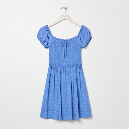 Sinsay - Sukienka mini z bufiastymi rękawami - Niebieski Sinsay M wyprzedaż Sinsay