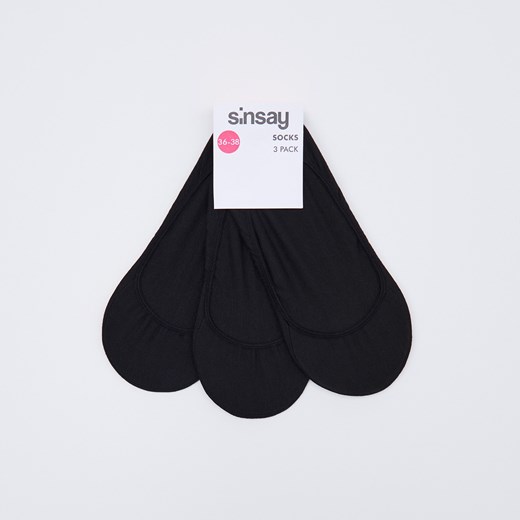 Sinsay - Skarpetki stopki 3 pack - Czarny Sinsay 36-38 promocyjna cena Sinsay