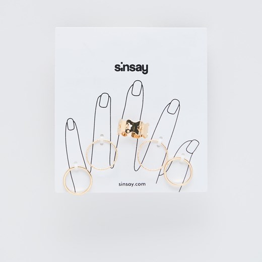 Sinsay - Zestaw pierścionków - Złoty Sinsay Jeden rozmiar wyprzedaż Sinsay