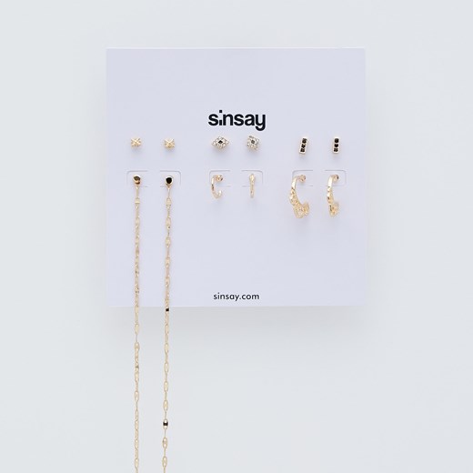 Sinsay - Zestaw 6 par kolczyków - Złoty Sinsay Jeden rozmiar Sinsay wyprzedaż