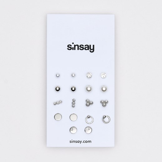 Sinsay - Zestaw kolczyków - Srebrny Sinsay Jeden rozmiar Sinsay okazja