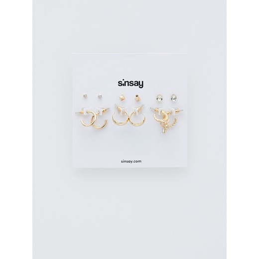 Sinsay - Zestaw kolczyków basic - Złoty Sinsay Jeden rozmiar promocja Sinsay