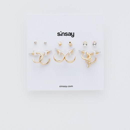 Sinsay - Zestaw kolczyków basic - Złoty Sinsay Jeden rozmiar wyprzedaż Sinsay