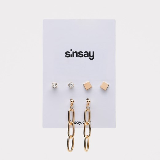 Sinsay - Zestaw 3 par kolczyków - Złoty Sinsay Jeden rozmiar promocyjna cena Sinsay