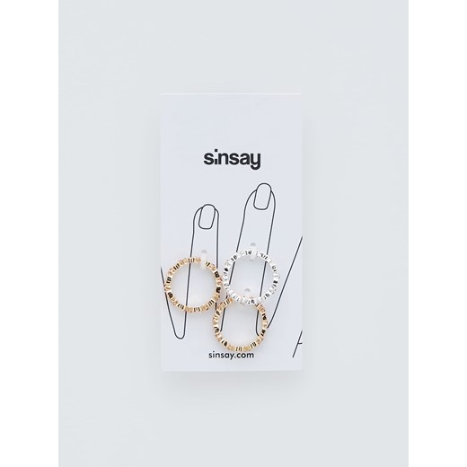 Sinsay - Zestaw pierścionków z seduszkami - Wielobarwny Sinsay Jeden rozmiar okazyjna cena Sinsay