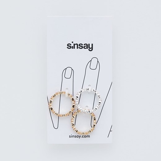Sinsay - Zestaw pierścionków z seduszkami - Wielobarwny Sinsay Jeden rozmiar Sinsay okazja