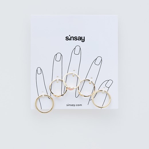 Sinsay - Zestaw pierścionków - Złoty Sinsay Jeden rozmiar wyprzedaż Sinsay