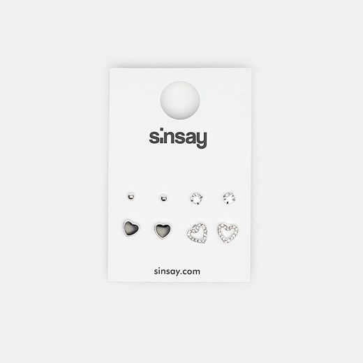Sinsay - Zestaw kolczyków na sztyfty - Srebrny Sinsay Jeden rozmiar okazja Sinsay