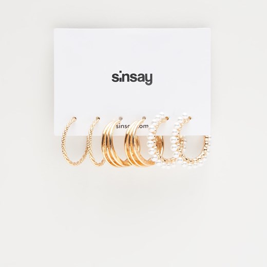 Sinsay - Kolczyki koła 3 pary - Złoty Sinsay Jeden rozmiar okazyjna cena Sinsay