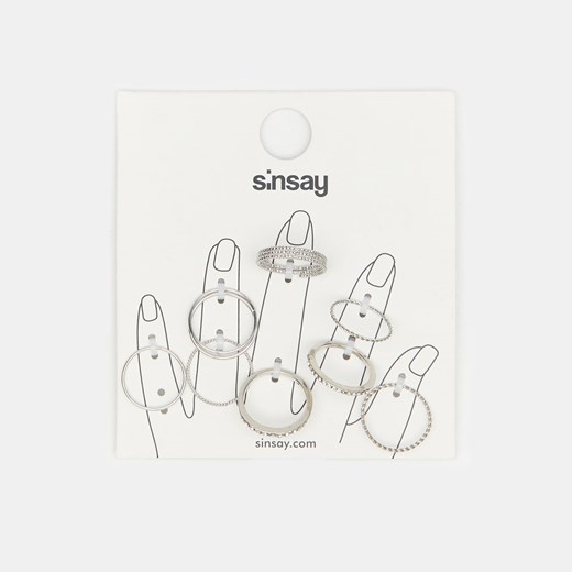 Sinsay - Zestaw srebrnych pierścionków - Srebrny Sinsay Jeden rozmiar promocyjna cena Sinsay