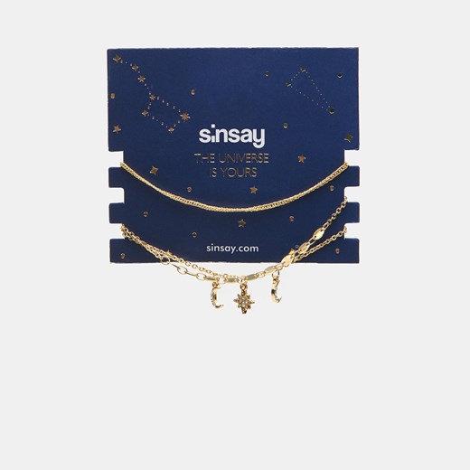 Sinsay - 3 pack bransoletek - Złoty Sinsay Jeden rozmiar okazja Sinsay