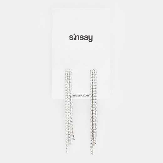 Sinsay - Kolczyki z cyrkoniami - Srebrny Sinsay Jeden rozmiar Sinsay okazyjna cena