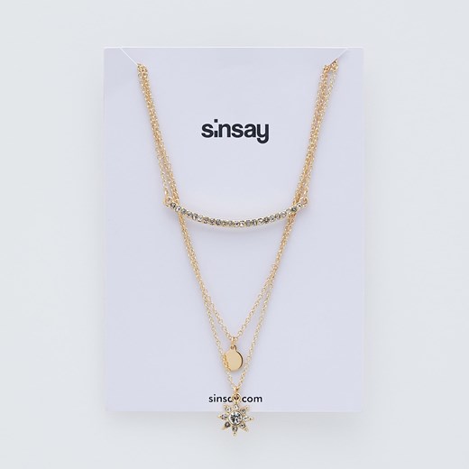 Sinsay - Kaskadowy łańcuszek z zawieszkami - Złoty Sinsay Jeden rozmiar okazyjna cena Sinsay