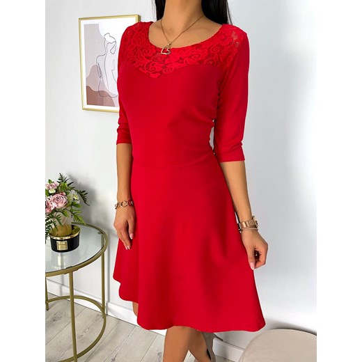 Czerwona Rozkloszowana Sukienka 7288-104-B Modnakiecka.pl 40 ModnaKiecka.pl