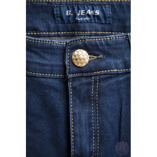 Elastyczne damskie spodnie jeansowe rurki z wyższym stanem niebieskie mercerie-pl granatowy elastan