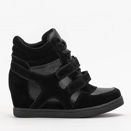 Sneakersy dziewczęce czarne na krytym koturnie Janomi - Obuwie Royalfashion.pl 34 royalfashion.pl