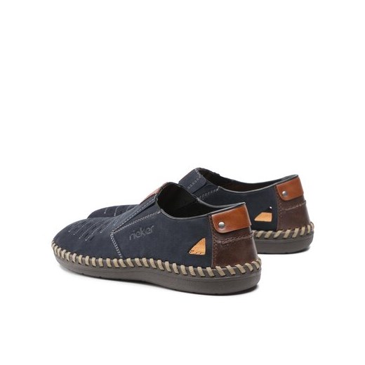 Półbuty męskie granatowe Rieker na jesień bez zapięcia casualowe 