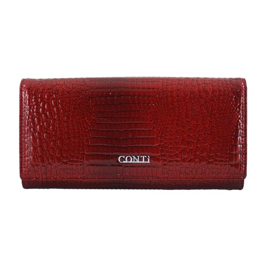 Klasyczny skórzany portfel damski CROCO - Czerwony Conti uniwersalny Barberinis