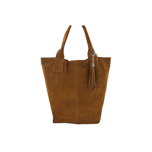 Shopper bag - torebka damska zamszowa - Brązowa jasna ze sklepu Barberinis w kategorii Torby Shopper bag - zdjęcie 130128934