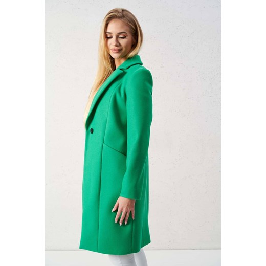 Zielony długi płaszcz damski zapinany na guzik LALOUS GREEN Marka Niezdefiniowana L lafemmeboutique.pl