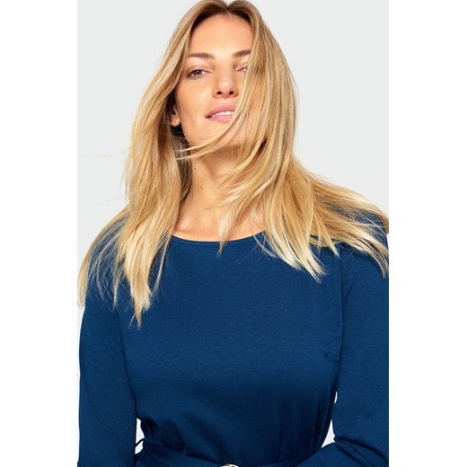 Sukienka elegancka z paskiem niebieska Greenpoint 34 okazja Happy Face