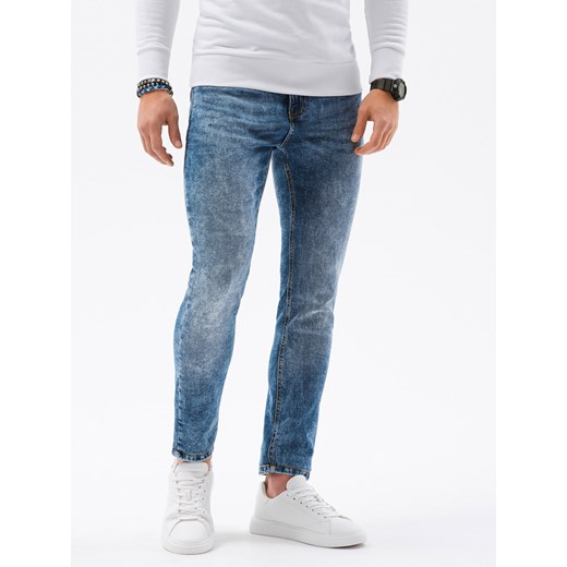Spodnie męskie jeansowe 1022P - niebieskie Edoti.com L wyprzedaż Edoti.com