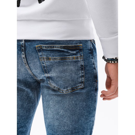 Spodnie męskie jeansowe 1022P - niebieskie Edoti.com XXL promocyjna cena Edoti.com