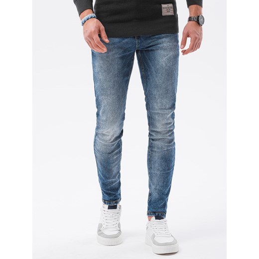 Spodnie jeansowe męskie 1023P - niebieskie Edoti.com XL promocyjna cena Edoti.com
