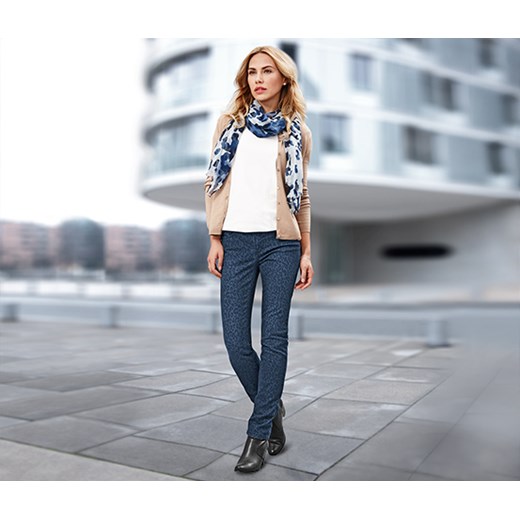 Spodnie dżinsowe w lamparcie cętki tchibo bialy jeans