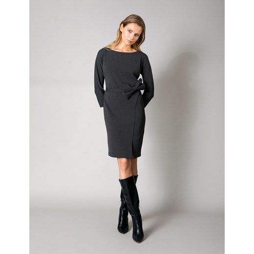 Czarna sukienka w kropeczki i z odpinaną kokardą ze sklepu Molton w kategorii Sukienki - zdjęcie 130214673