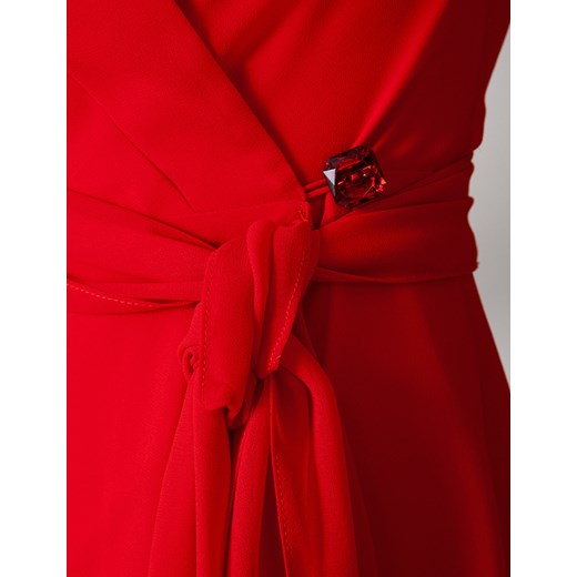 Czerwona kopertowa sukienka z szarfą Molton 34 Molton