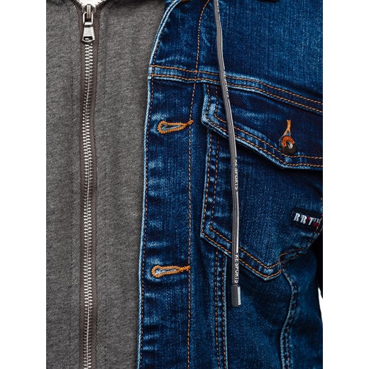 Granatowa kurtka jeansowa męska z kapturem Denley RC85173W1 4XL Denley promocja