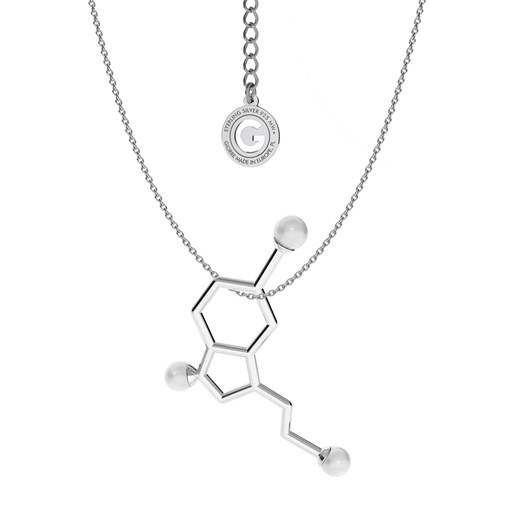 Srebrny naszyjnik - serotonina z małymi perłami Swarovskiego, wzór chemiczny, Giorre GIORRE