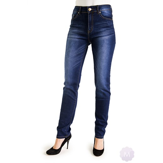 Spodnie jeansowe prosta nogawka z wyższym stanem granatowe Vavell mercerie-pl granatowy jeans