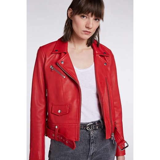 Skórzana kurtka w kolorze czerwonym Set 40 okazyjna cena Limango Polska