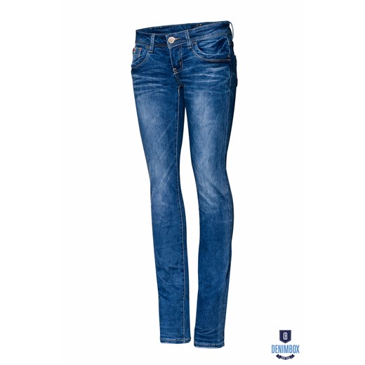 Ciemne jeansy z prostą nogawką denimbox-pl niebieski bawełniane